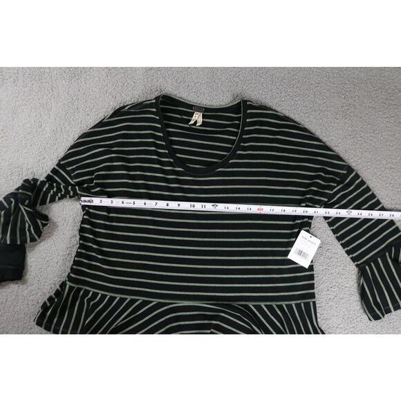 New Free People We The Free Womens Xs Black Gray Peplum Scoop Neck Top - Picture 6 of 7